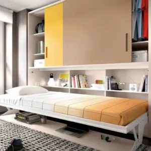 cama abatible con escritorio en dormitorio juvenil moderno