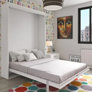 Cama abatible vertical de matrimonio de fondo reducido abierta
