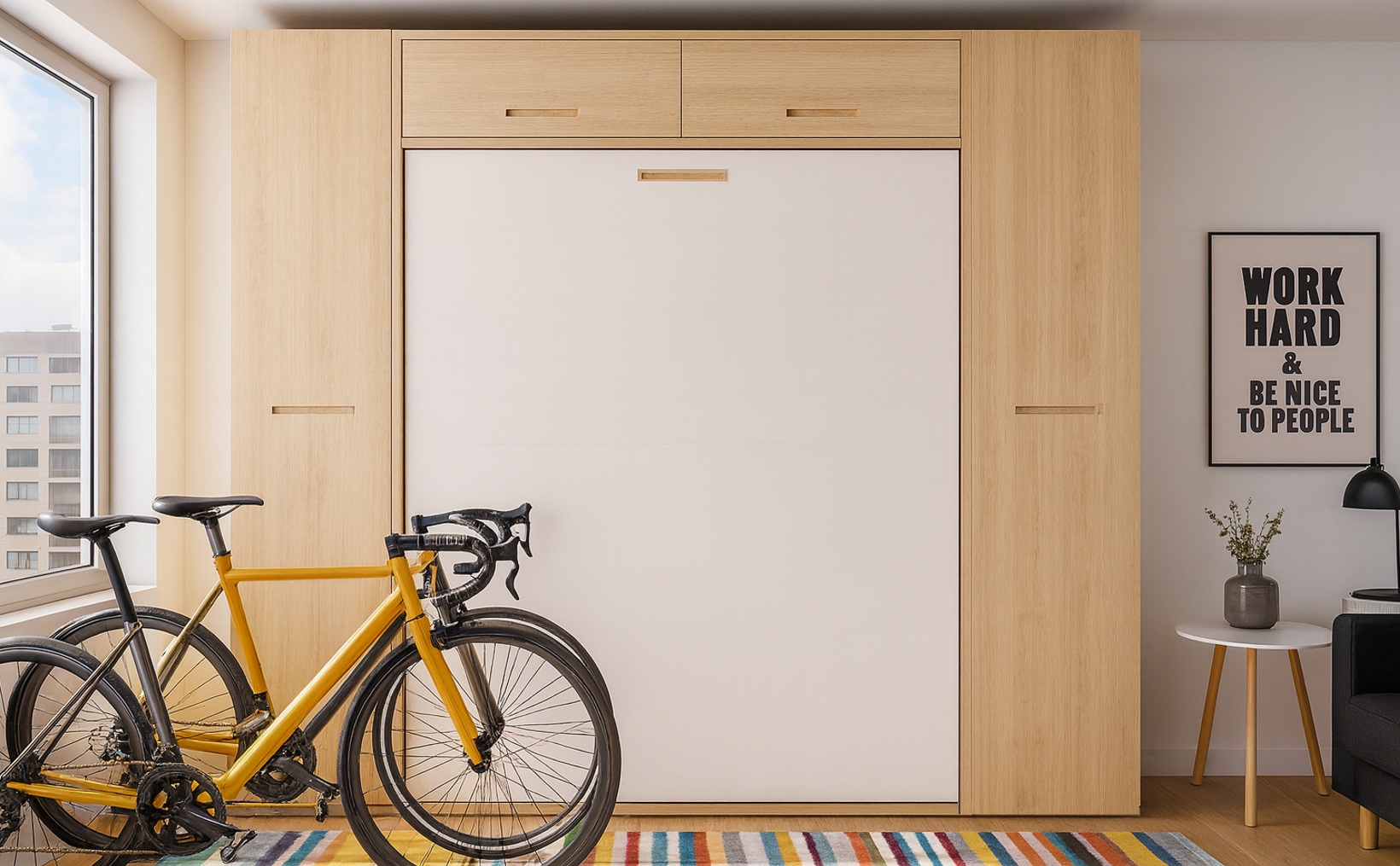 HABITACIÓN CON CAMA ABATIBLE VERTICAL 135x190 WIN