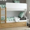 Litera juvenil blanca con cajones y escalera de madera 90x190 modelo Lider 30