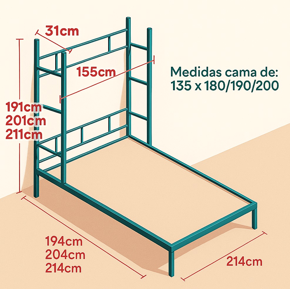 CAMA ABATIBLE VERTICAL 135x190 NyC - Imagen 2