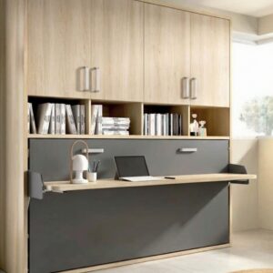 Cama abatible con armario superior 105