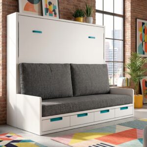 Cama matrimonio abatible con sofá 135