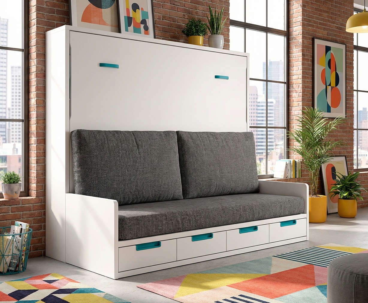 Cama matrimonio abatible con sofá 150 - Imagen 5