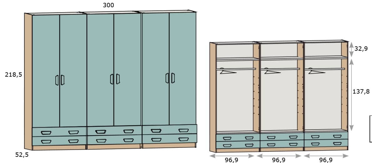 Armario 6 puertas y 6 cajones lider - Muebles de Tena