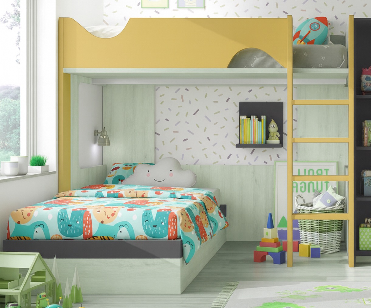 Litera en L con canapé inferior - Imagen 3