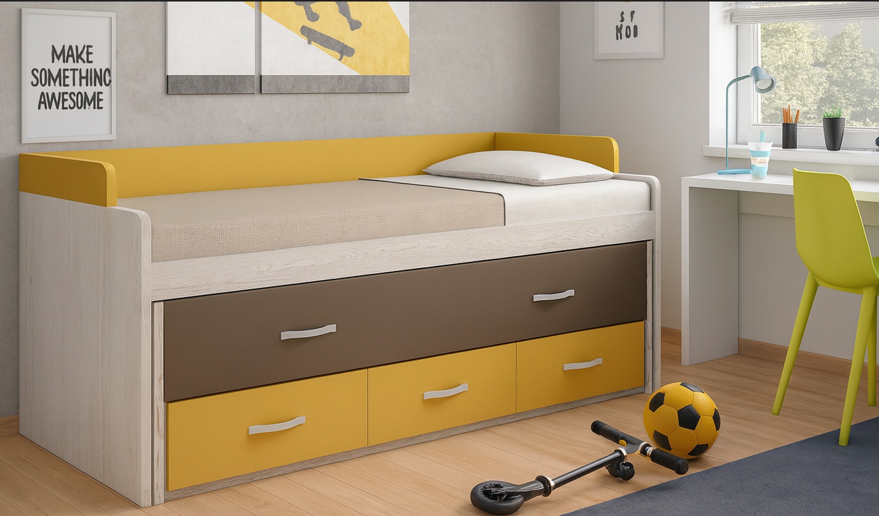 Cama compacta doble con contenedores wn445