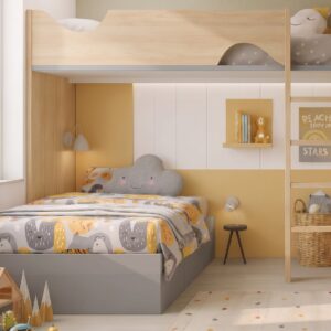 Litera en L con canapé inferior para dormitorio juvenil