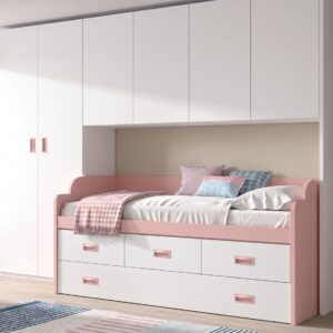 Dormitorio puente juvenil WIN - vista de la cama compacta con contenedores