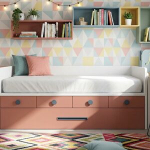 Cama compacta doble con cajones