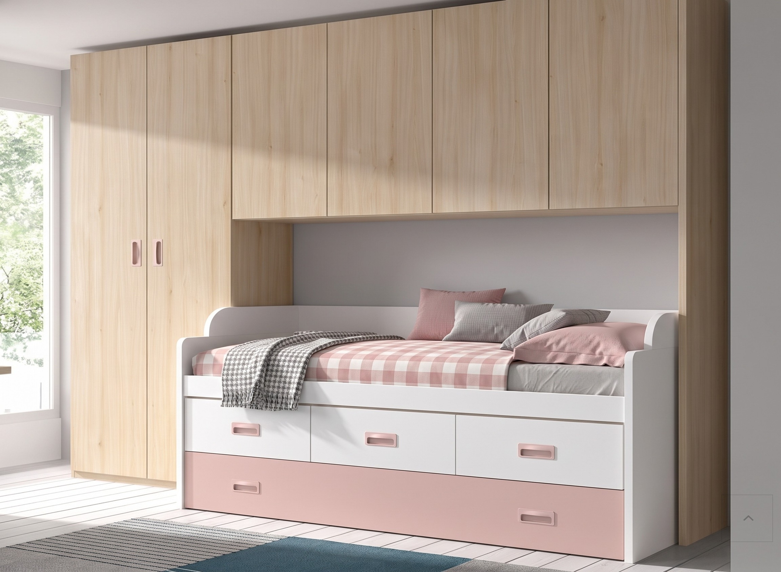 Dormitorio puente juvenil WIN con cama compacta - Muebles Detena