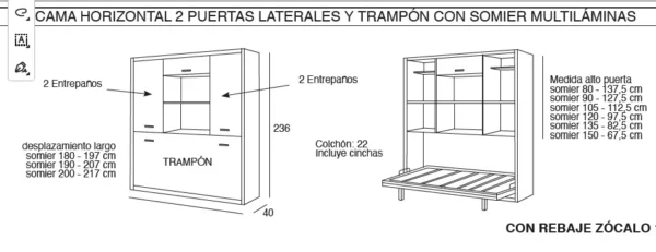 Cama abatible juvenil ybn - Imagen 2