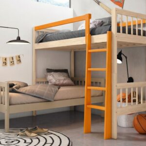 LITERA EN L MACIZA MADERA NATURAL FUTURE.