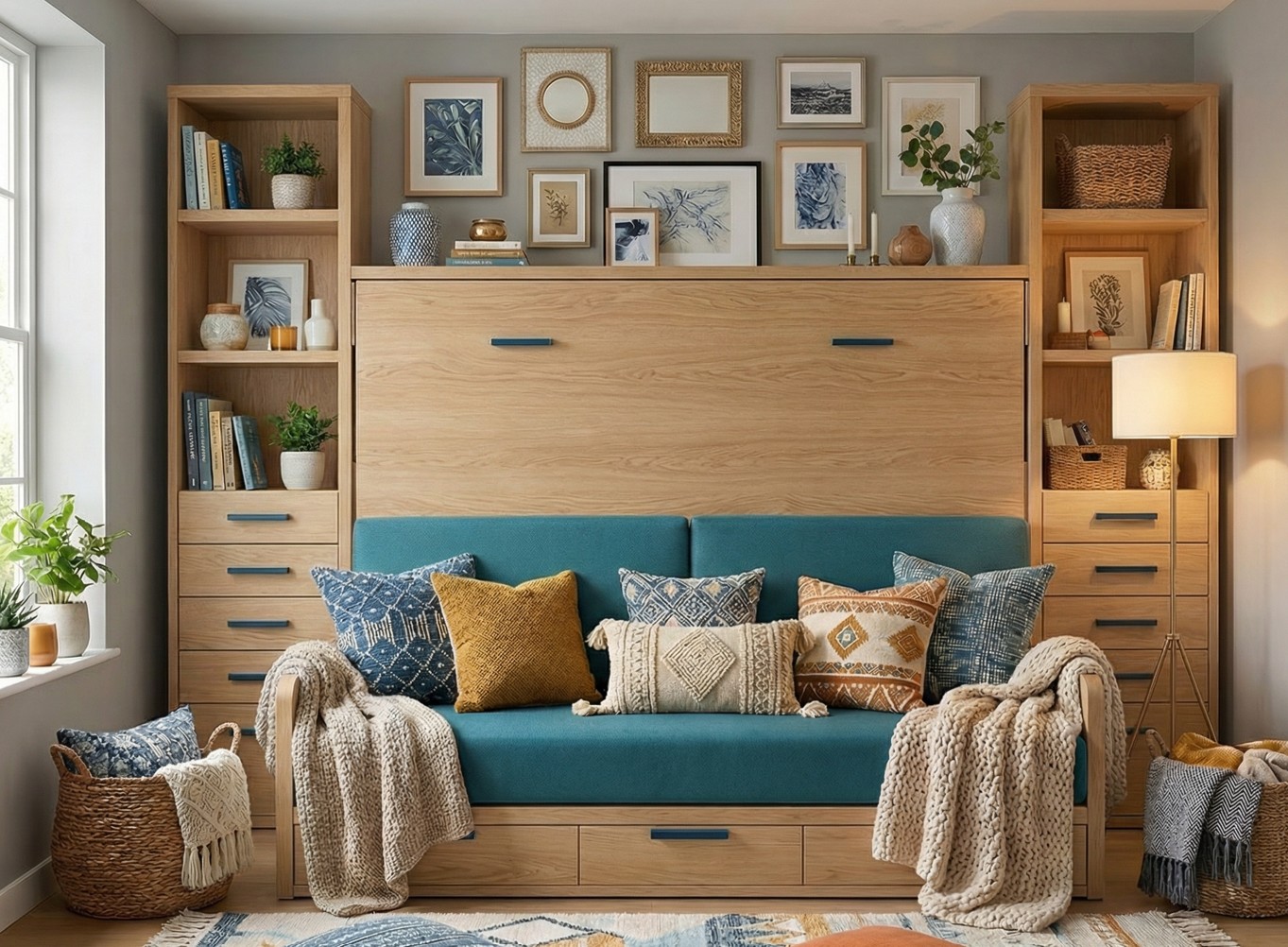 CAMA ABATIBLE CON SOFA Y ARMARIOS - Imagen 3