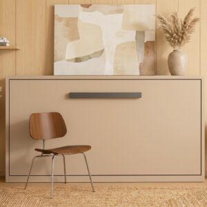 Cama abatible horizontal Nova en color arena cerrada con diseño moderno