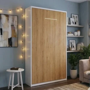 Cama abatible vertical 90 cm Nova en acabado madera