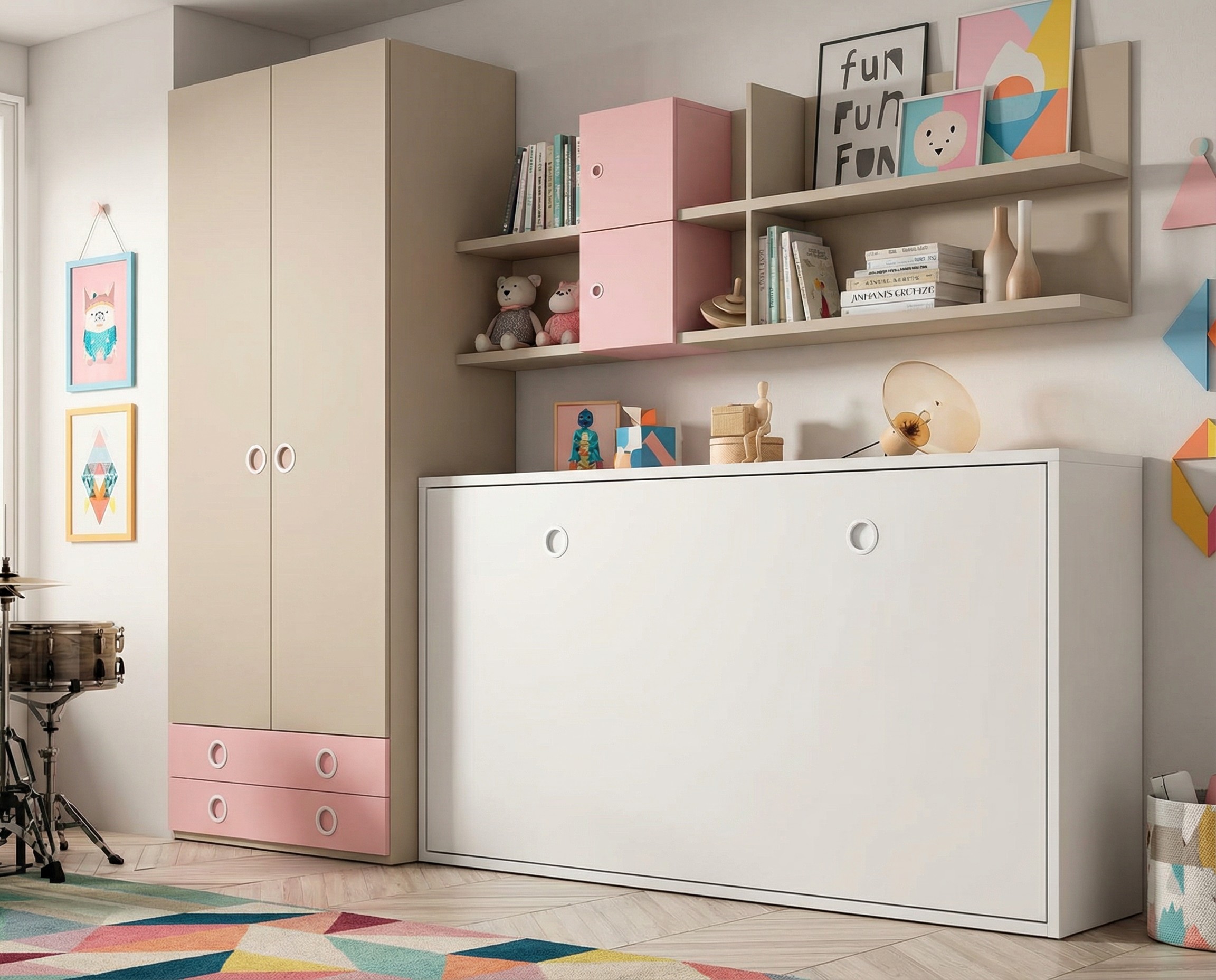 DORMITORIO COMPLETO CON CAMA ABATIBLE BASE4.