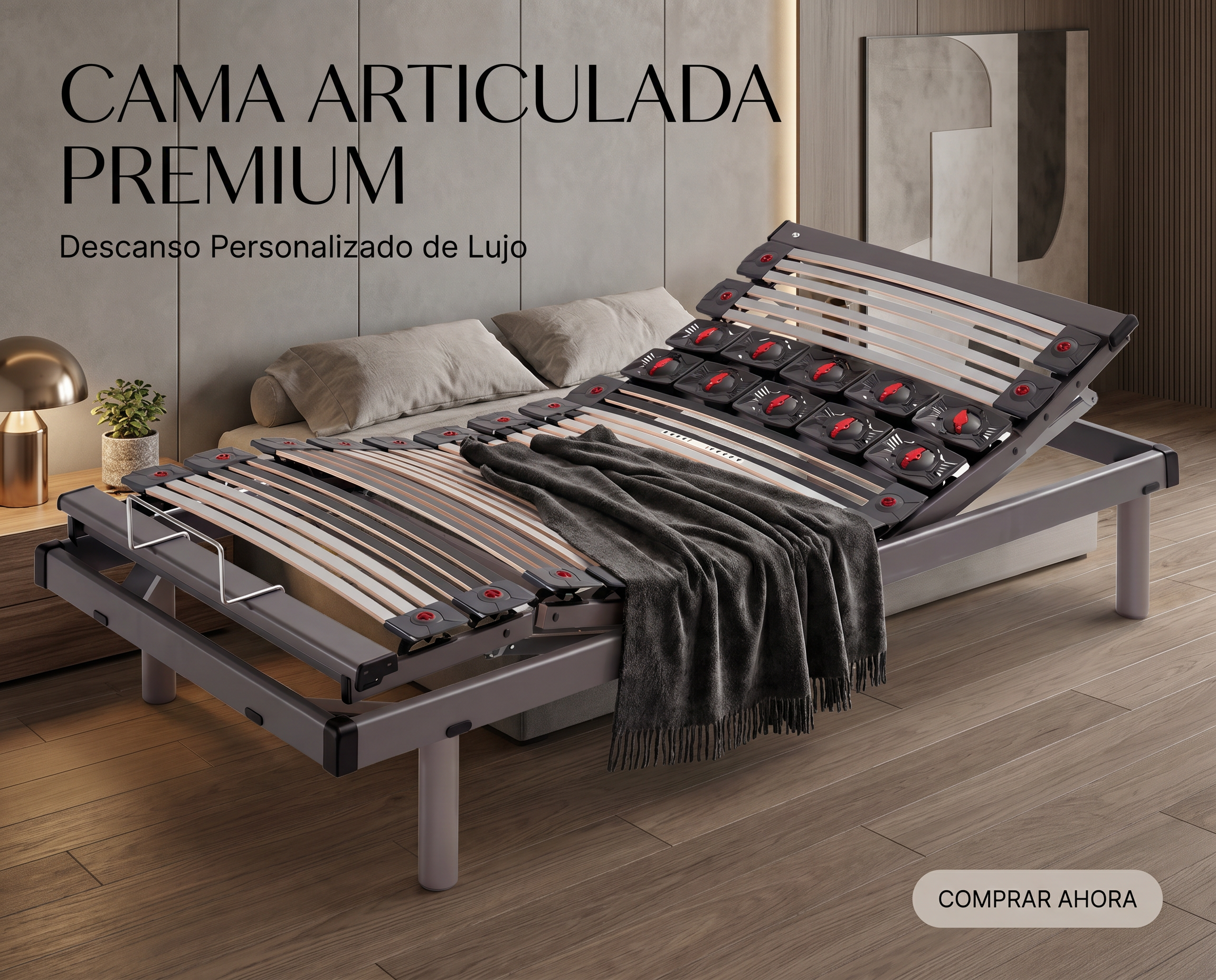 Cama articulada Hukla Titanium-M en dormitorio