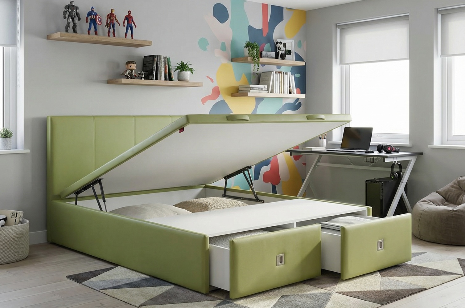 CANAPE TAPIZADO CON CAJONES PAM - Imagen 5