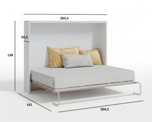 Medidas de cama abatible horizontal 120x190 en color blanco