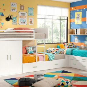 DORMITORIO JUVENIL CON 3 CAMAS.