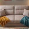 Sofá cama Nilo italiano beige con apertura rápida y entrega rápida