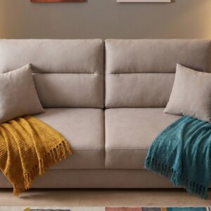 Sofá cama Nilo italiano beige con apertura rápida y entrega rápida