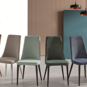 Silla Leti de comedor tapizada en tela Belfast