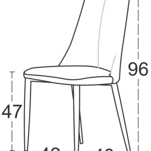 Esquema de medidas de la silla Leti de comedor