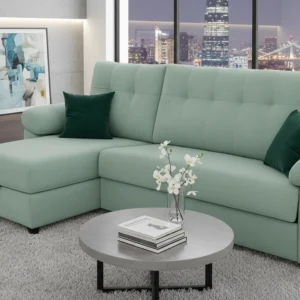 sofá cama con chaise longue moderno con almacenaje en Badalona