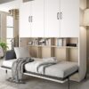 Cama abatible 90x190 LIDER AZOR con armario superior y estantes interiores