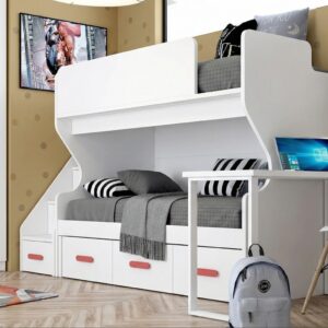 LITERA DE MADERA CON 3 CAJONES Y ESCALERA LIDER 28