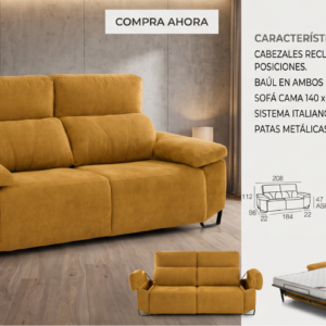 Sofá cama Triana Express 140x200 con apertura italiana