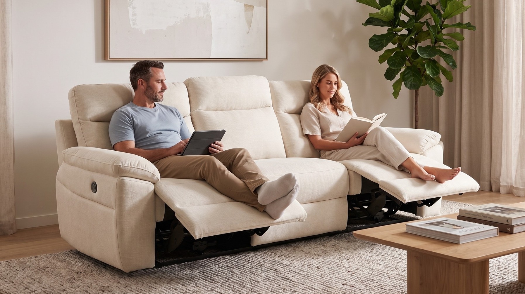 SOFÁ RELAX ELÉCTRICO CON CHAISE LONGUE XENIA