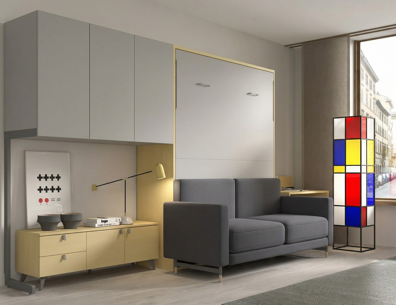 COMPOSICION DE CAMA ABATIBLE CON SOFA140 - Imagen 3