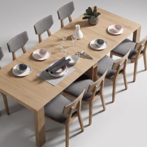 Mesa consola extensible Lumier cerrada para comedor