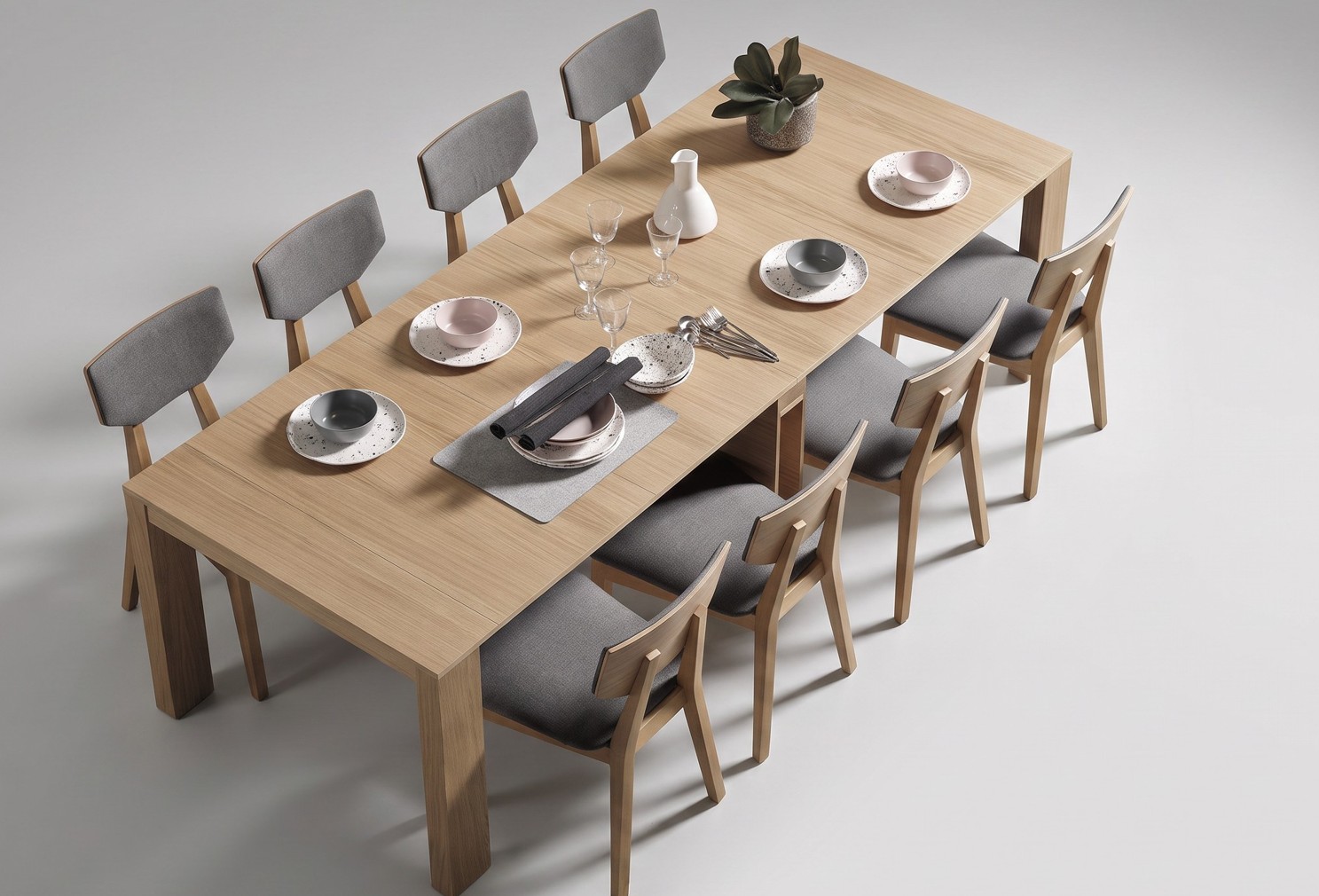 Mesa consola extensible Lumier cerrada para comedor