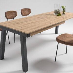 Mesa de comedor extensible 2922 con sobre laminado y patas metálicas