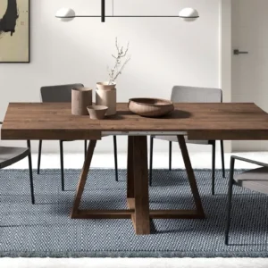 mesa de comedor extensible abierta de madera 120x90 ampliable a 180 cm KZAN8