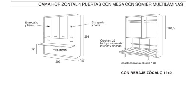 Cama abatible con escritorio incorporado ybn - Imagen 4