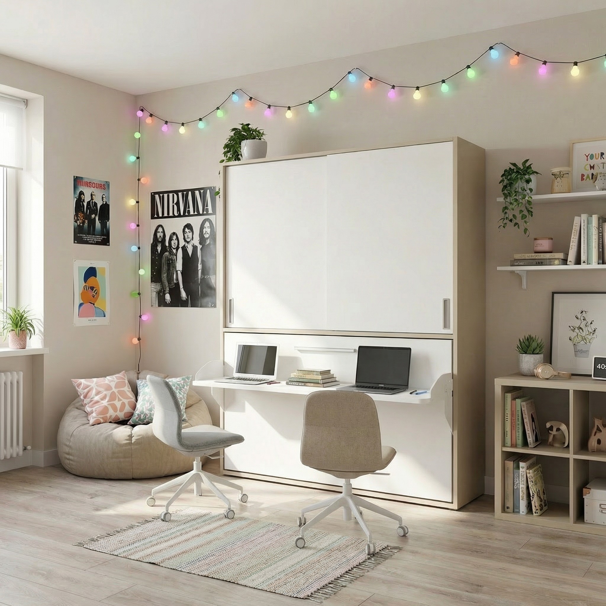 CAMA ABATIBLE HORIZONTAL DE 90 CON ESCRITORIO YBN