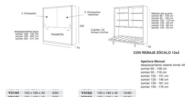 Cama abatible horizontal ybn4b - Imagen 3