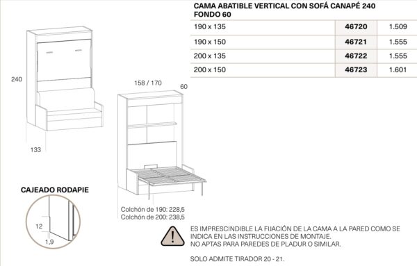 Cama abatible con sofá sonrie 70 - Imagen 4