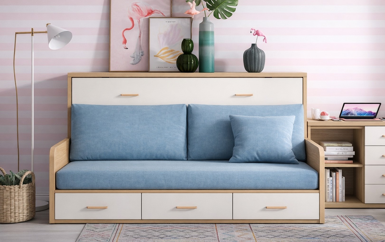 Cama abatible con sofa sonrie.