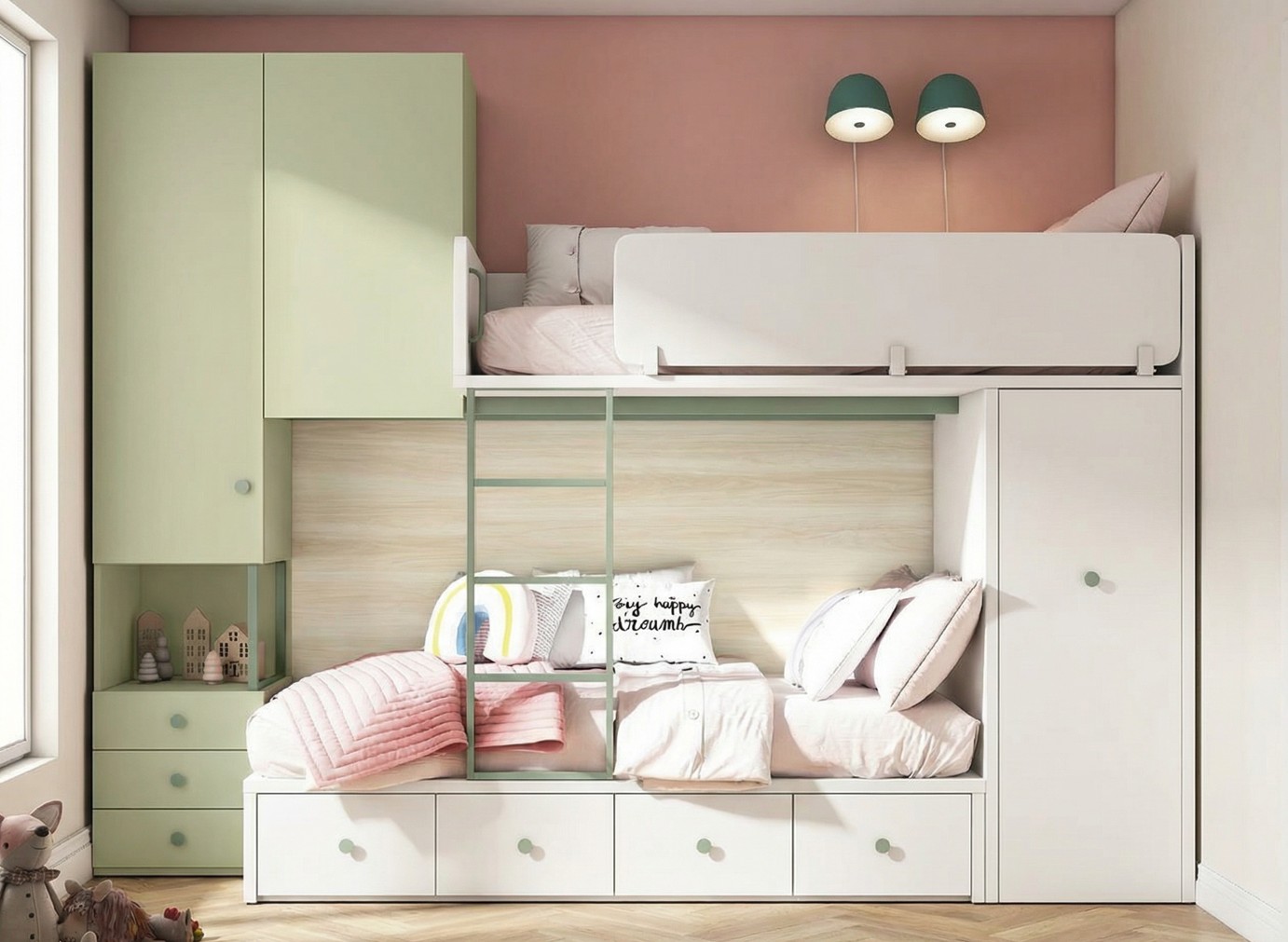 Composición de litera tren sonrie 80.