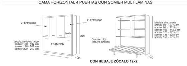 Cama abatible juvenil ybn 42 - Imagen 2