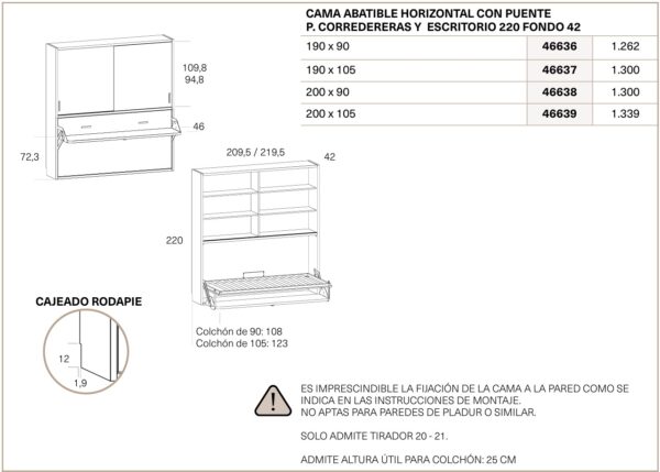 Cama abatible con escritorio sonrie 67 - Imagen 4