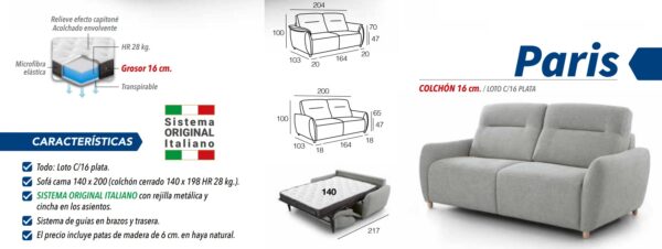 Sofa cama italiano my Paris - Imagen 4