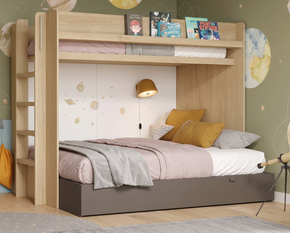 Litera de matrimonio ROS Moduls con cama superior 90x190 e inferior 135x190
