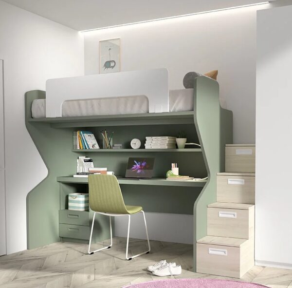 Cama alta con escritorio w59